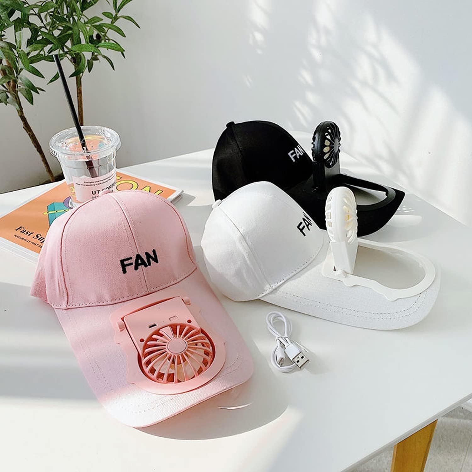 Fan Hat, Men's Women's Novelty Hat-Hat with Fan Built in Solar-Unisex USB Charging 3-Speed Fun Baseball Cap-Women's Sun Hats