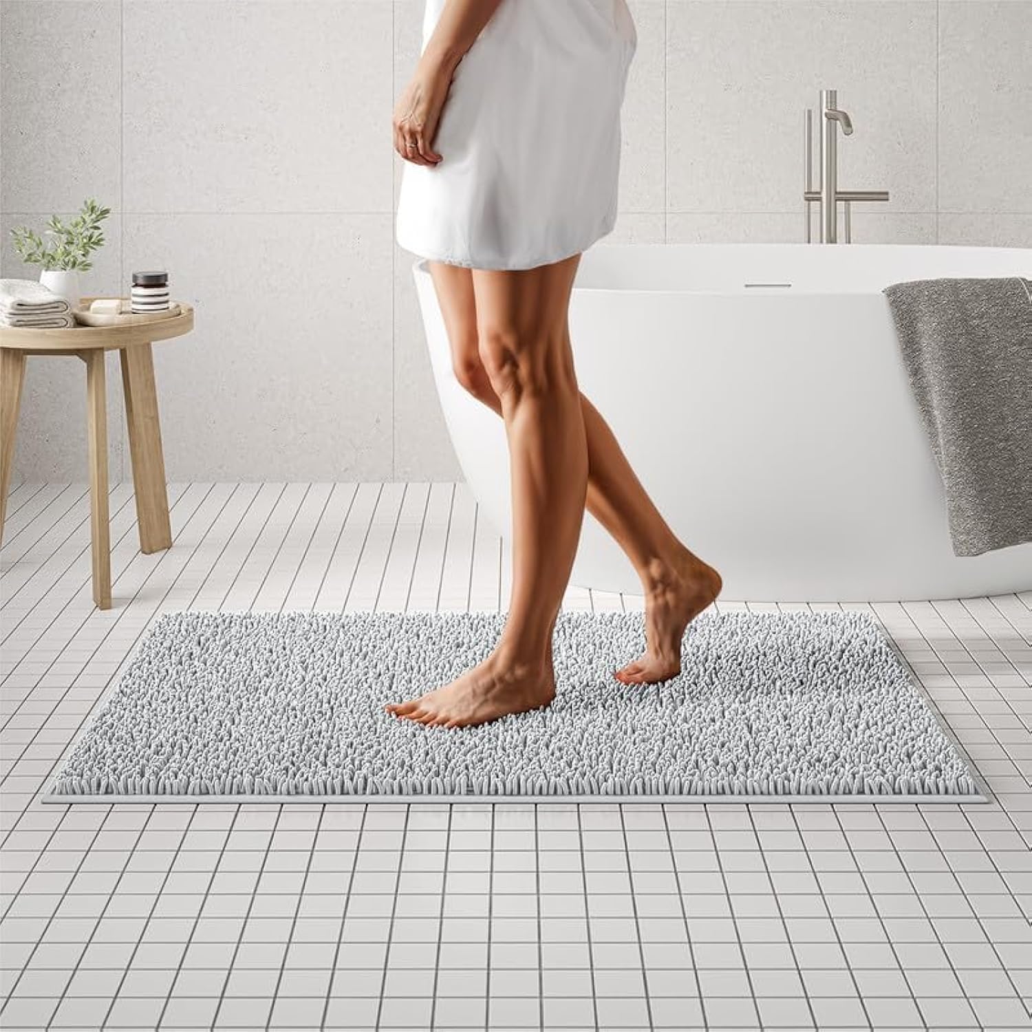 MAYSHINE Plush Shaggy Chenille Bath Mat | Extra Soft, Super Absorbent, Non-Slip Bathroom Rug | Fluffy Microfiber, Area Rug Sets for Bathroom Floor,