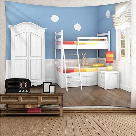 Amazon Co Jp 壁布 タペストリー 子供部屋のパターン ブルーホワイト タペストリーおしゃれ インテリア 多機能壁掛け ファブリック装飾用品 モダンなアート 模様替え 部屋 窓カーテン 個性ギフト 210x140cm ホーム キッチン