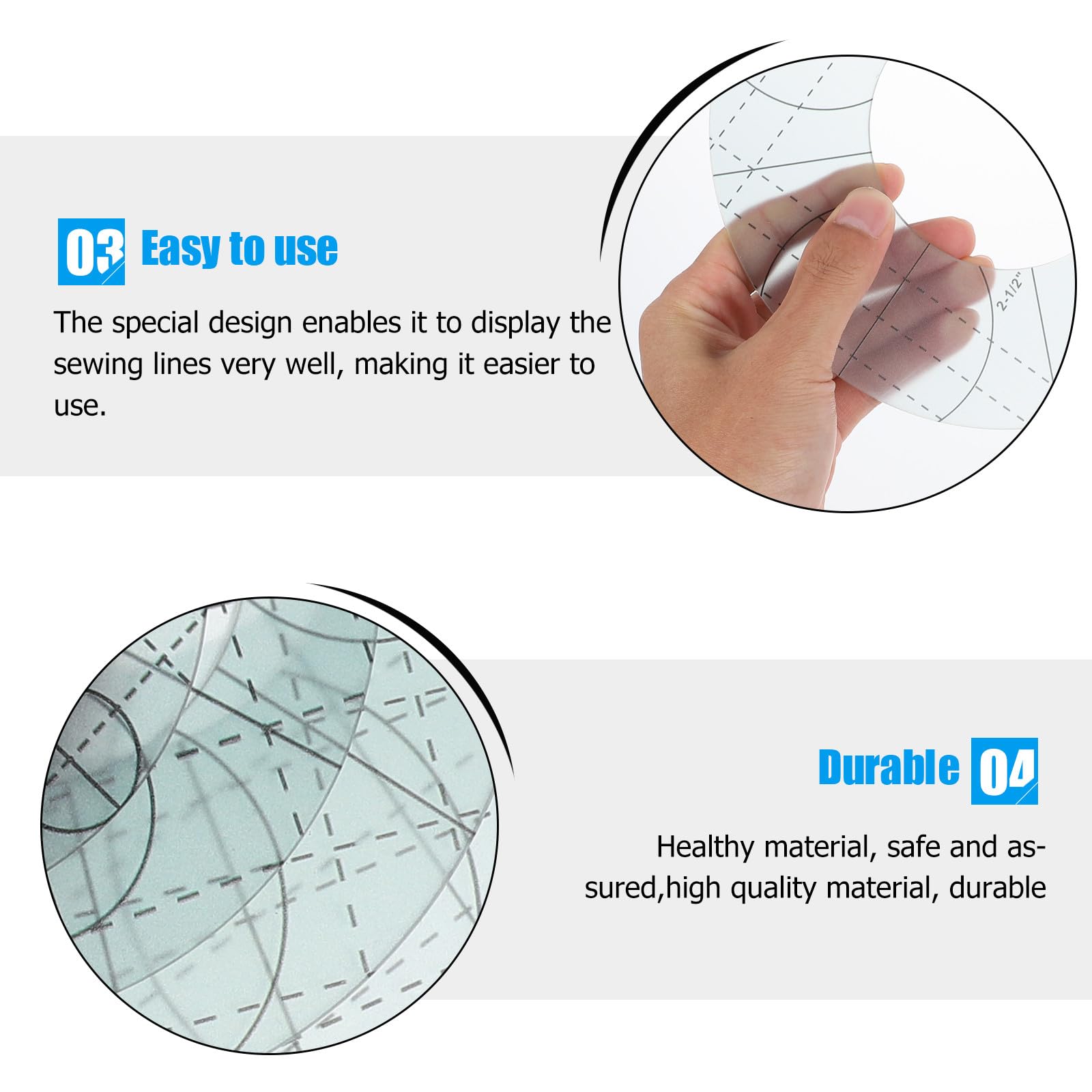 Regla de Acolchado Acrílica Transparente 5 Piezas para Patchwork y Costura Plantilla de Costura para Tela para Diseño y Corte de Ropa