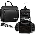 Extra Large (11.8x11.8x4) Hanging Travel Toiletry Bag for Men and Women - Cosmetic Travel Bag With Shoulder Strap - Waterproof Hygiene Bag with Metal Swivel Hook and 19 Compartments for Toiletries