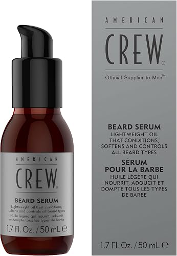 AMERICAN CREW – Beard Serum, 50 ml, pflegendes Bartöl für mehr Geschmeidigkeit, hochwertiges Öl für die Rasurvorbereitung, Bartserum hinterlässt keine Rückstände
