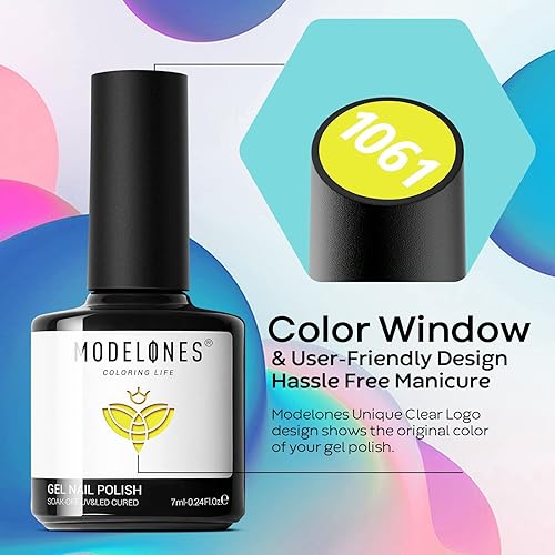 Miniatura 7 de Modelones - Juego de 6 esmaltes de uñas en gel, en tonos rosa, amarillo, azul, azul bebé, piel, tecnología Inspire, para secar en lámpara led,
