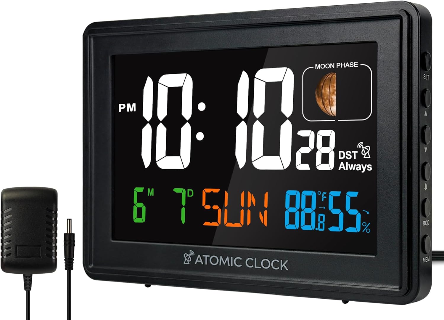 Digital Atomic Alarm Clocks for Bedrooms Battery Backup