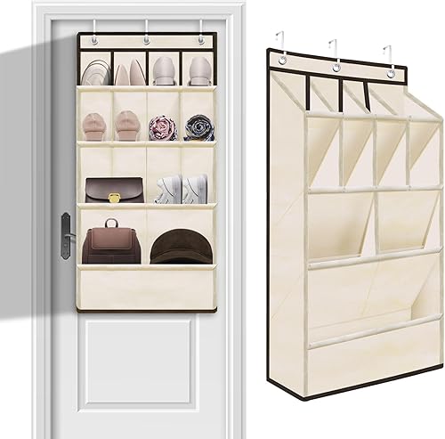 YOKMIVEM Organizador de zapatos sobre la puerta para armario, organizador de zapatos corto colgante con grandes bolsillos profundos, soporte para