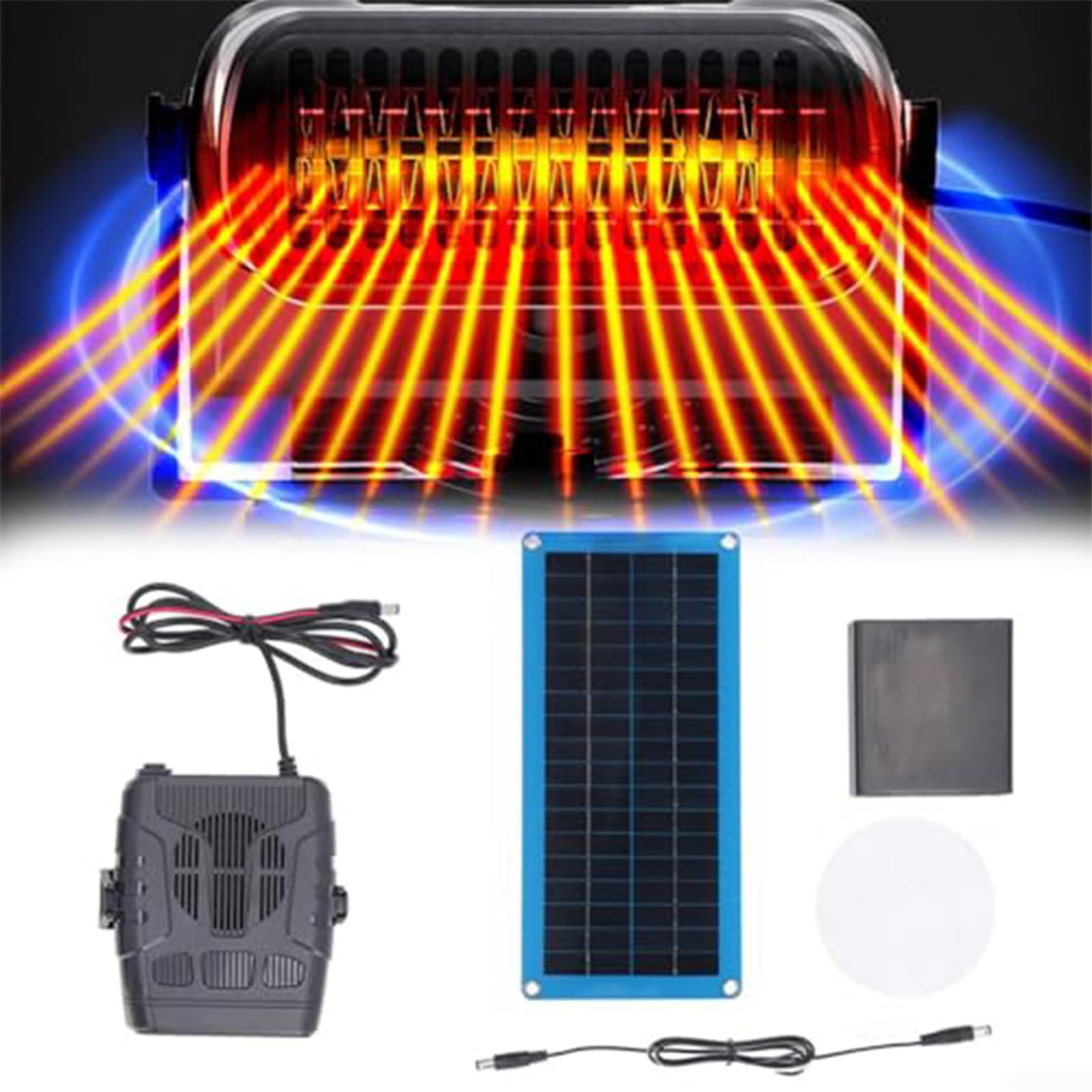 Kit de chauffage de serre à panneau solaire, chauffage à panneau solaire - Chauffage de dégivrage électrique pour voiture 30 W | Chauffage de voiture portable, kit d'énergie pour Coop