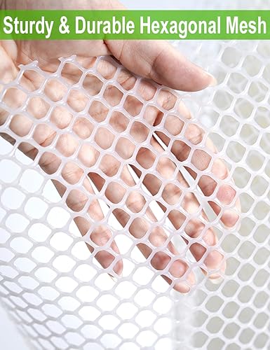 Miniatura 6 de TOYPOPOR Malla de alambre de plástico de 16 pulgadas x 15 pies, alambre de esgrima hexagonal para jardinería, valla de aves de corral, marco de