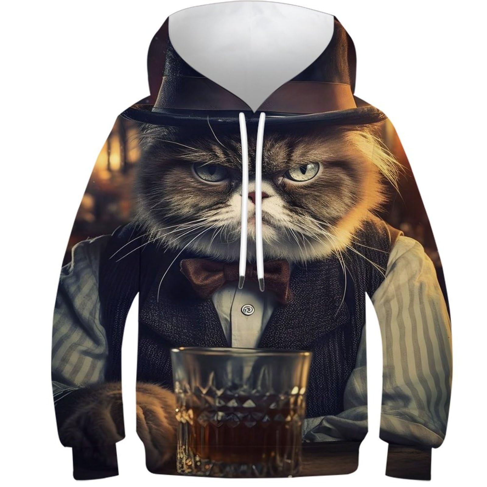 Sweat à capuche chat grognon 3D pour ado pull original 9-11 ans - 8