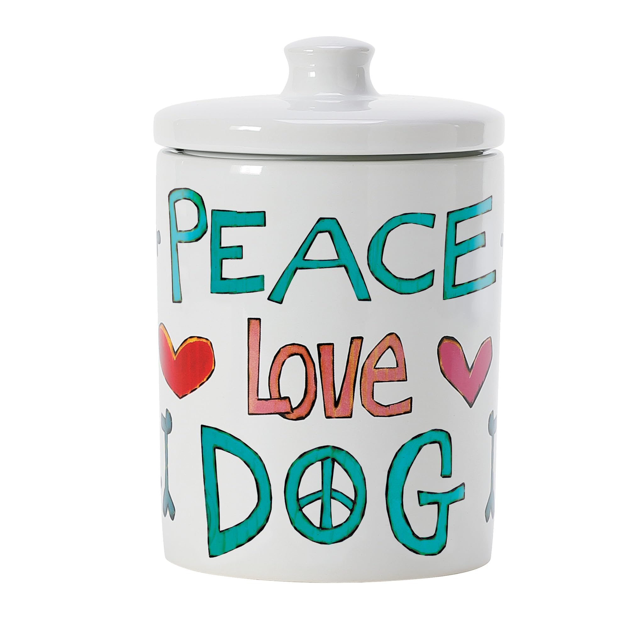 Tarro de comida para perros de cerámica Enesco Izzy and Oliver contenedor alegre