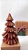 Petekoğlu Natural Honeycomb Beeswax Candle Red Gold Glitter Pine Tree Size 8.5 Cm Honey Candle Beeswax Candle