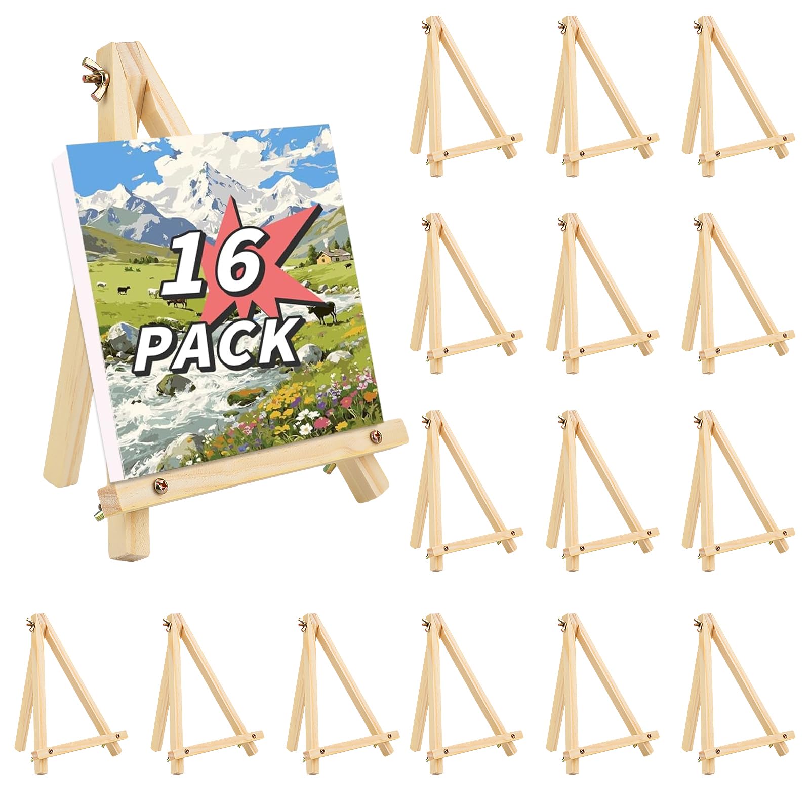 Lot de 16 chevalets en bois de 22,9 cm pour peinture, chevalet de table pour artistes et étudiants