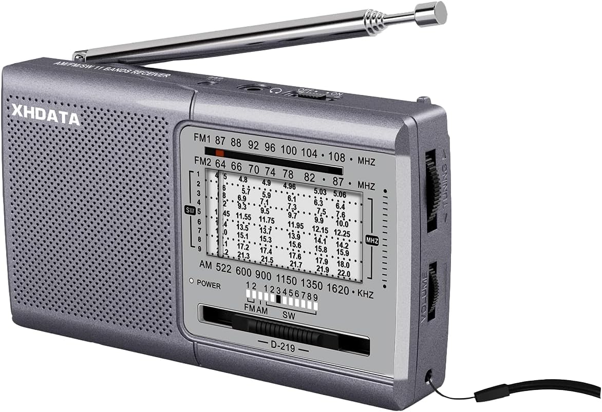 D219 Portable FM AM SW Radio Vintage Home Hiking Camping Radio Home Grey