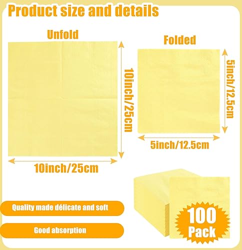 Miniatura 2 de 100 servilletas de 3 capas de color azul claro desechables plegadas de 5 x 5 pulgadas, servilletas de cóctel, servilletas de papel para cena, boda,