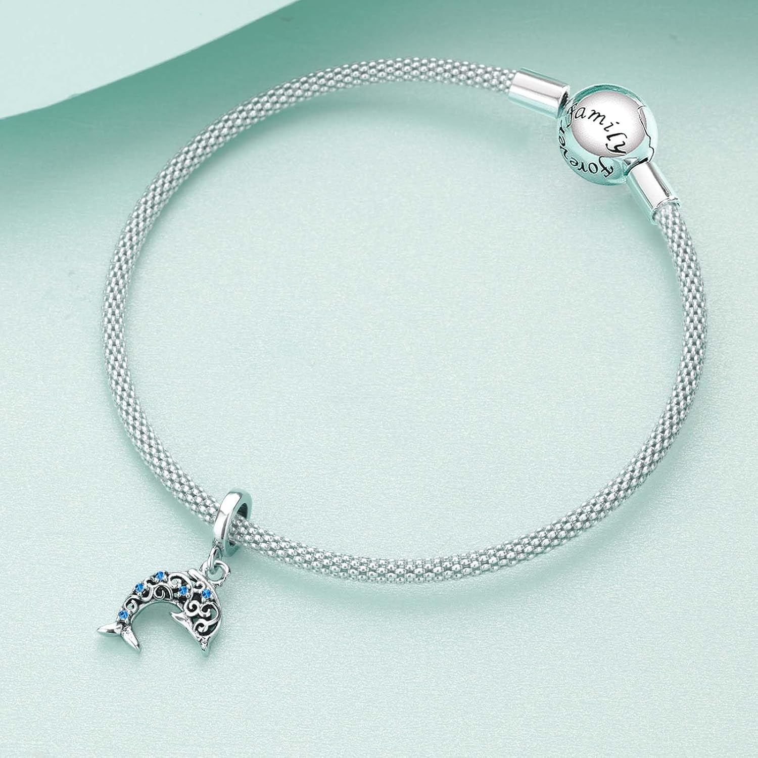 Blue Dolphin 5A Zircon Pendant 925 Sterling Silver Charm Compatible with Women's Bracelet Necklace Pendant Birthday Gifts For Family Friends - Image 4