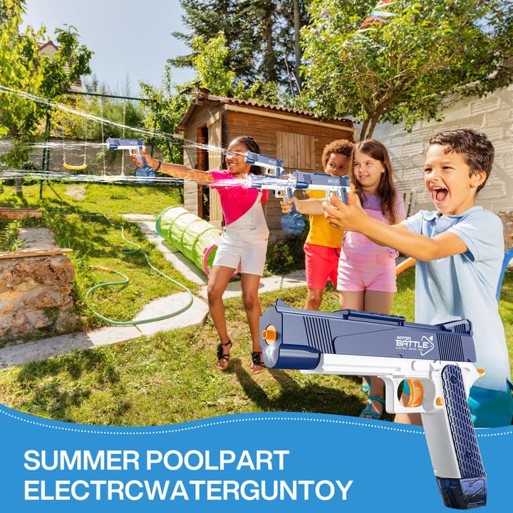 MULEVIP Pistola De Agua Eléctrica Con Depósito De 434cc + 58cc Recargable, Alcance 10m, USB, Perfecta Para Verano, Piscina Y Playa