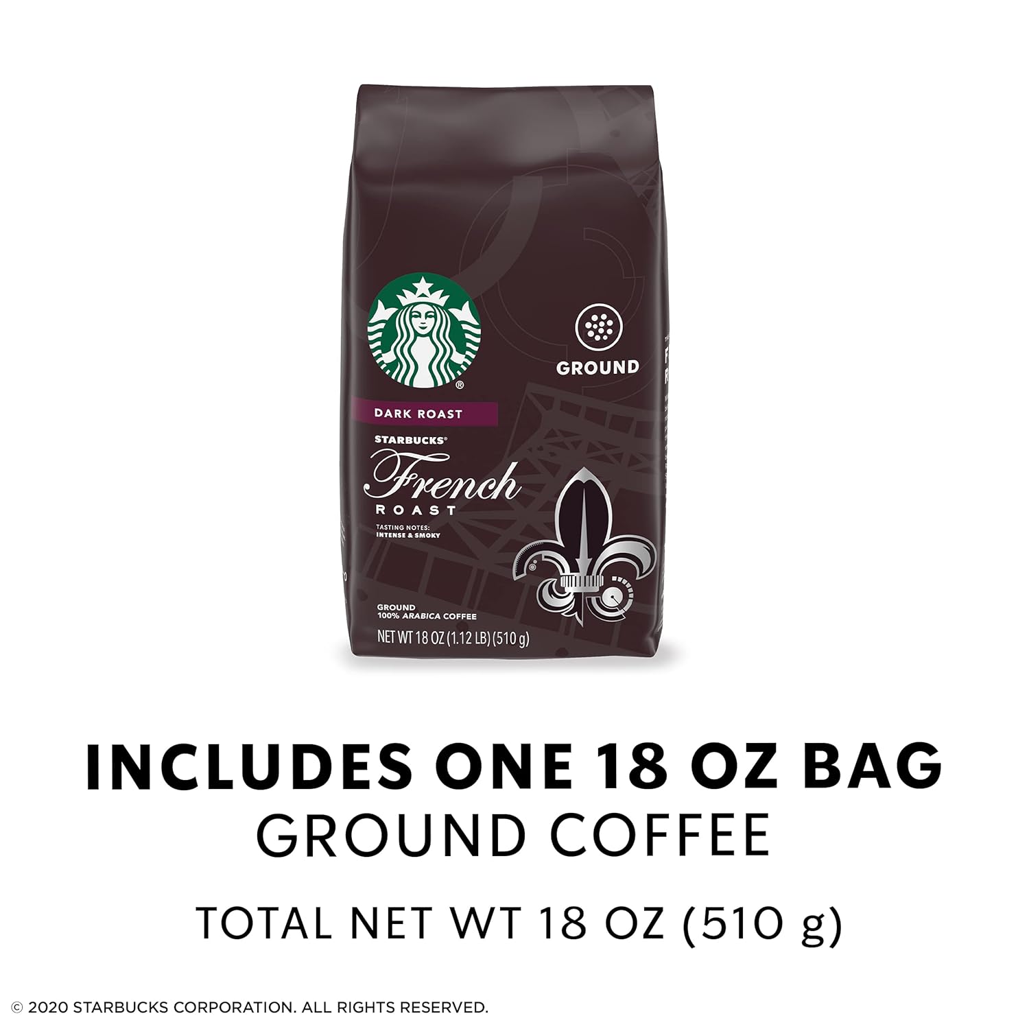 Starbucks Dark Roast Ground Coffee — French Roast — 100% Arabica — 1 bag (18 oz.) : Grocery & Gourmet Food