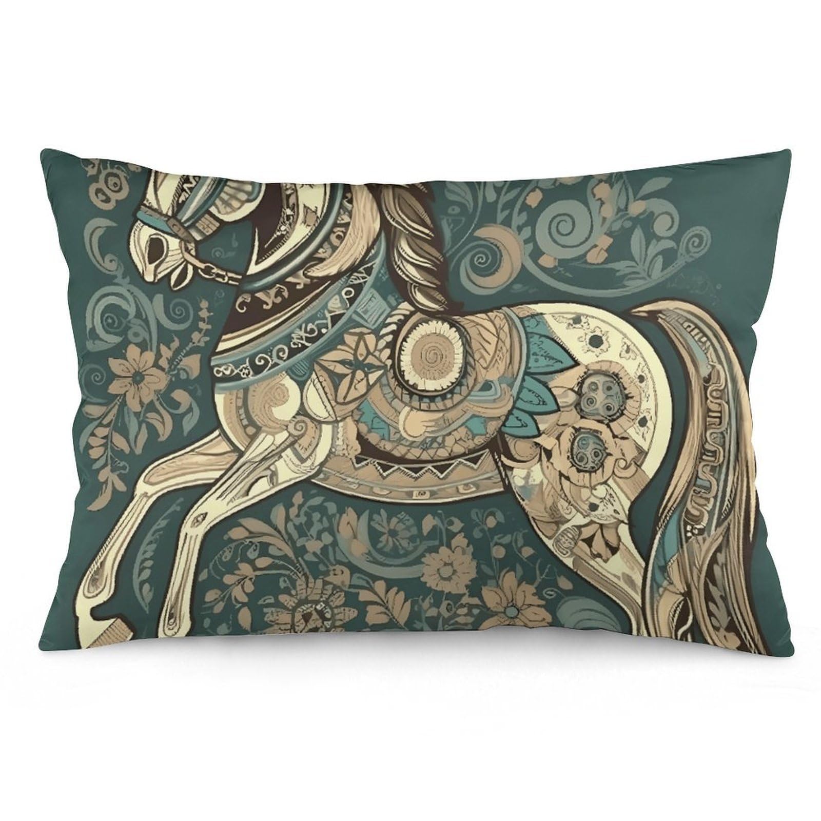 2 Pack Pillow Cases for Hair and Skin, Soft Breathable Pillow Case Covers with Hidden Zipper, Hand Drawn Horse Pillowcase 20"x30" Pillow Covers for Sleeping Gift