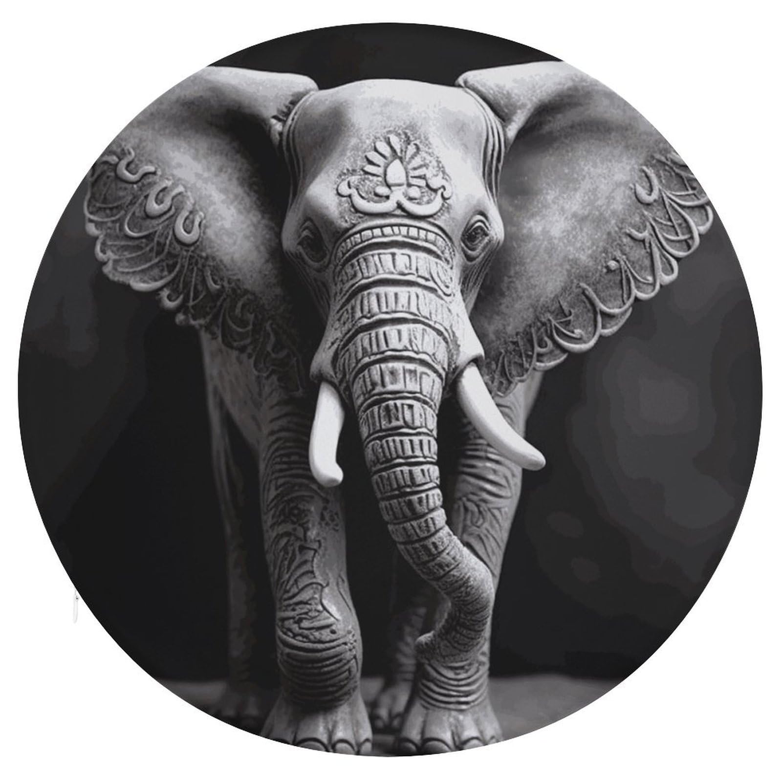 JTREHY Gray Elephant Cushion Soft Breathable Round Cushions Multi-Functional with Zipper Floor Pillows Cushion for Various Indoor Occasions Chair Pad