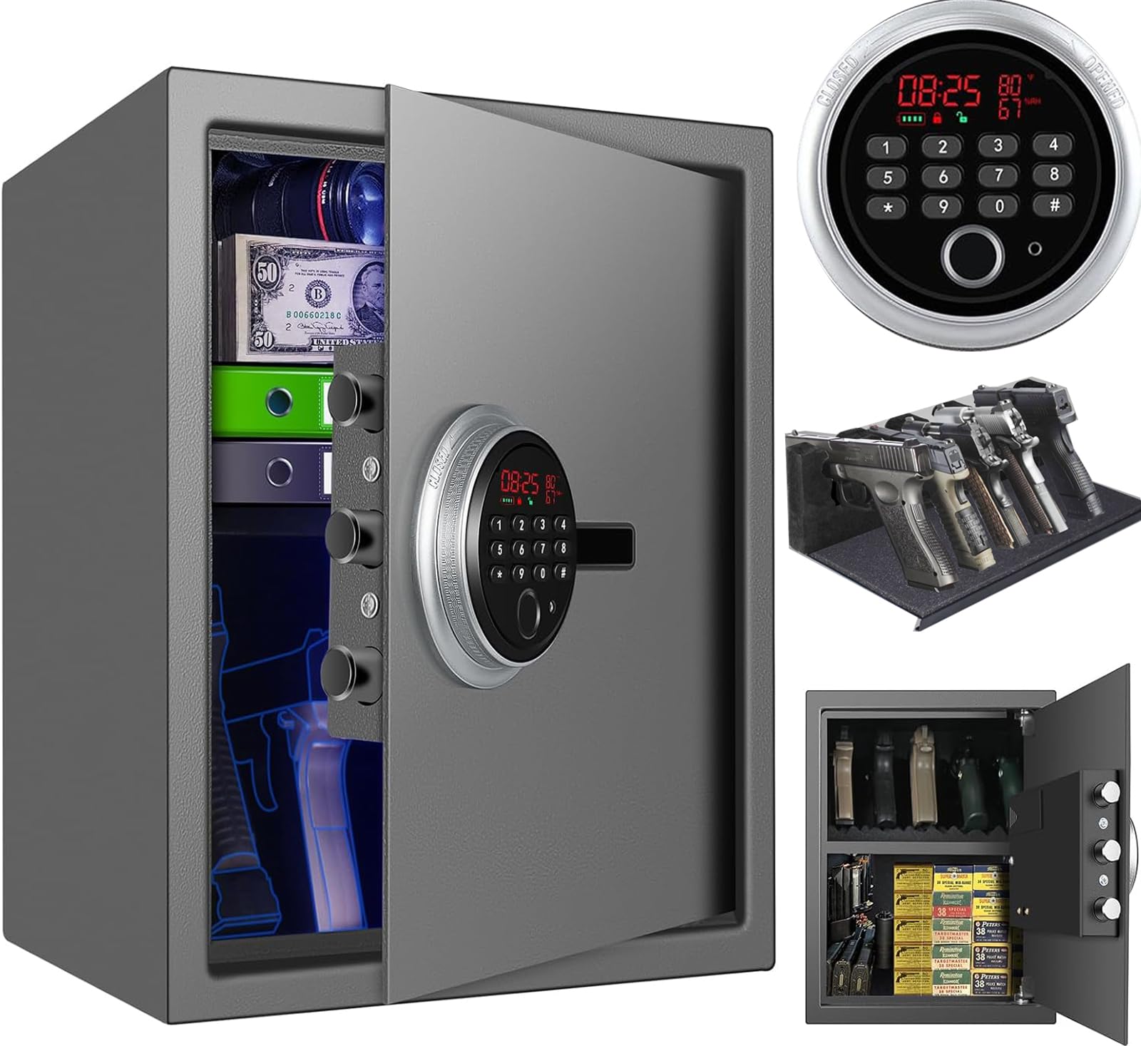 Smart Security Cabinet Safe, Steel Lock Box hand Gun Safe -Perfect
