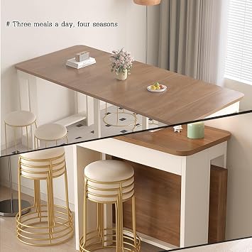 Extendable Dining Table, Saving Space Extendable Drop Leaf Table, Easy Movement, Compact Dining Table,Seats 2-6, Sturdy Wood Top, for Kitchen, Dining and Living Room(0.8m/6c)