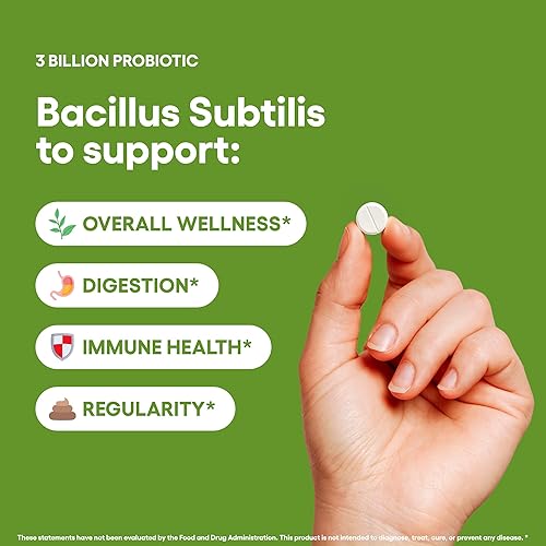 Miniatura 3 de Bacillus Subtilis Suplemento probiótico 240 tabletas 3 mil millones de UFC probióticos para hombres y mujeres apoya la salud intestinal digestiva e