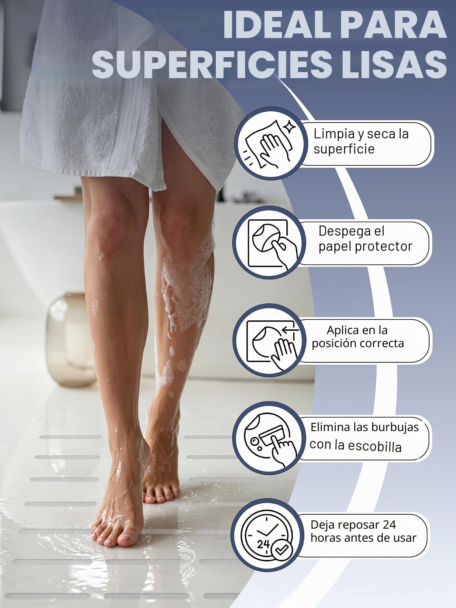 Secopad Calcomanías de Seguridad Antideslizantes para la Ducha con raspador (Transparente)