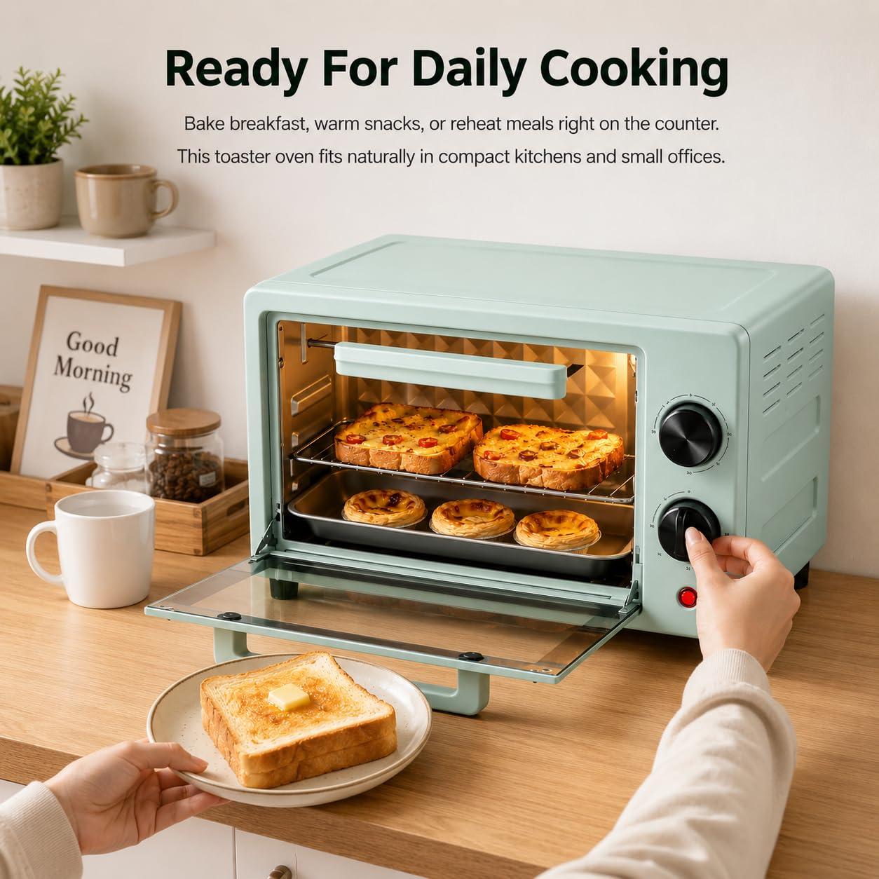 Horno eléctrico encimera, 12 L, 600 W, temporizador 60 minutos