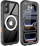 Dewfoam Design for iPhone 17 Waterproof Case, Shockproof Dustproof Phone Case with Built-in Screen Protector, Full Body Protective Phone Cover for iPhone 17 6.1 inch Black