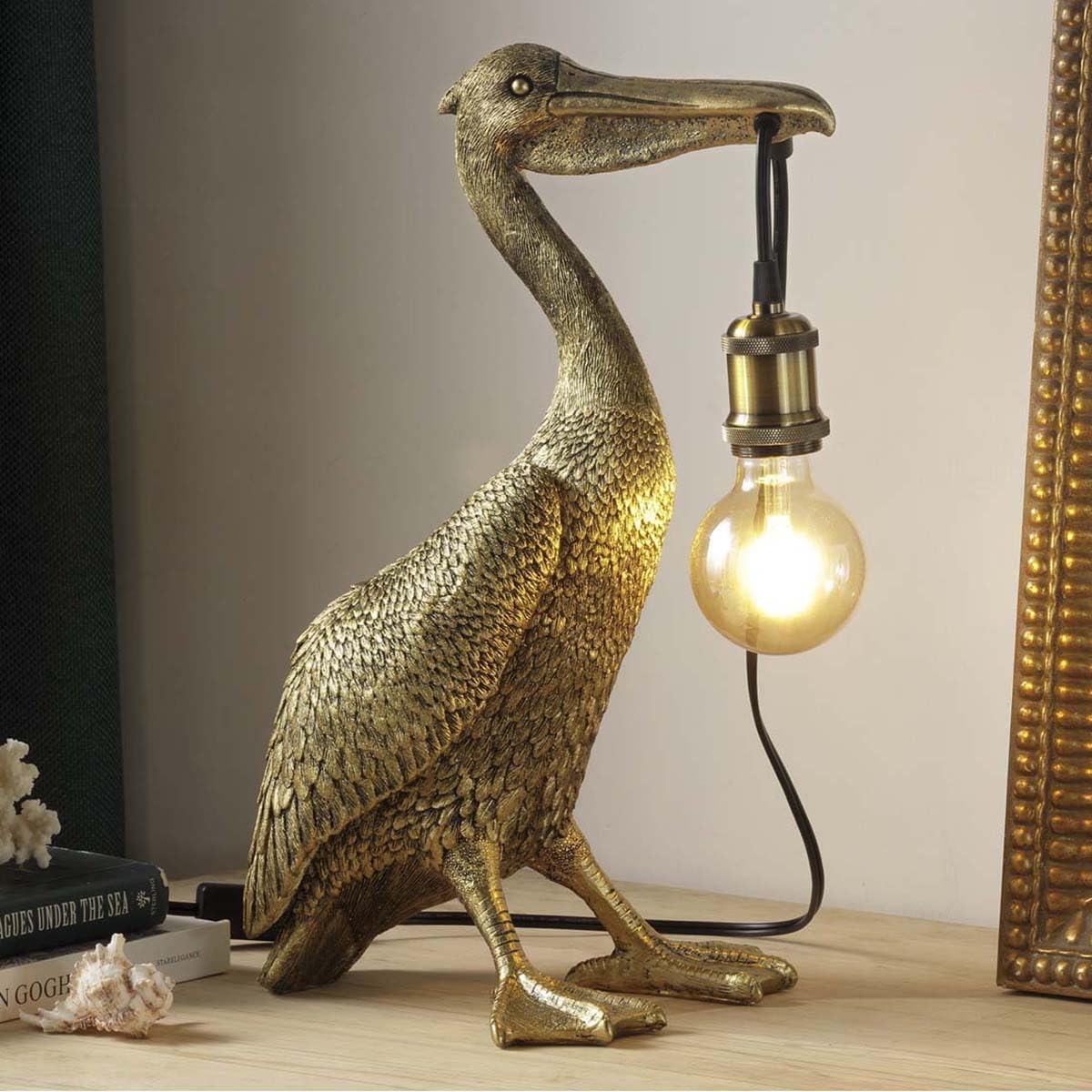 BLACK FOREST DECOR Pelican Accent Lamp, Resin, Accent Lighting, 12 1/2" W x 8 1/2" D x 18" H