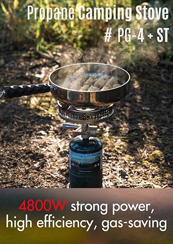 Miniatura 2 de CAMPINGMOON - Estufa portátil de propano para acampar con rejilla de quemador, soporte para olla PG-4PG-4ST (combustible de gas no incluido)