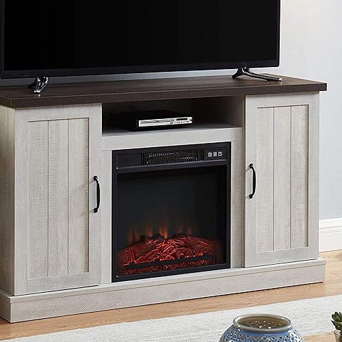Miniatura 8 de EDYO LIVING Soporte rústico de TV con chimenea para TV de 55 pulgadas, chimenea eléctrica centro de entretenimiento con control remoto, estantes de