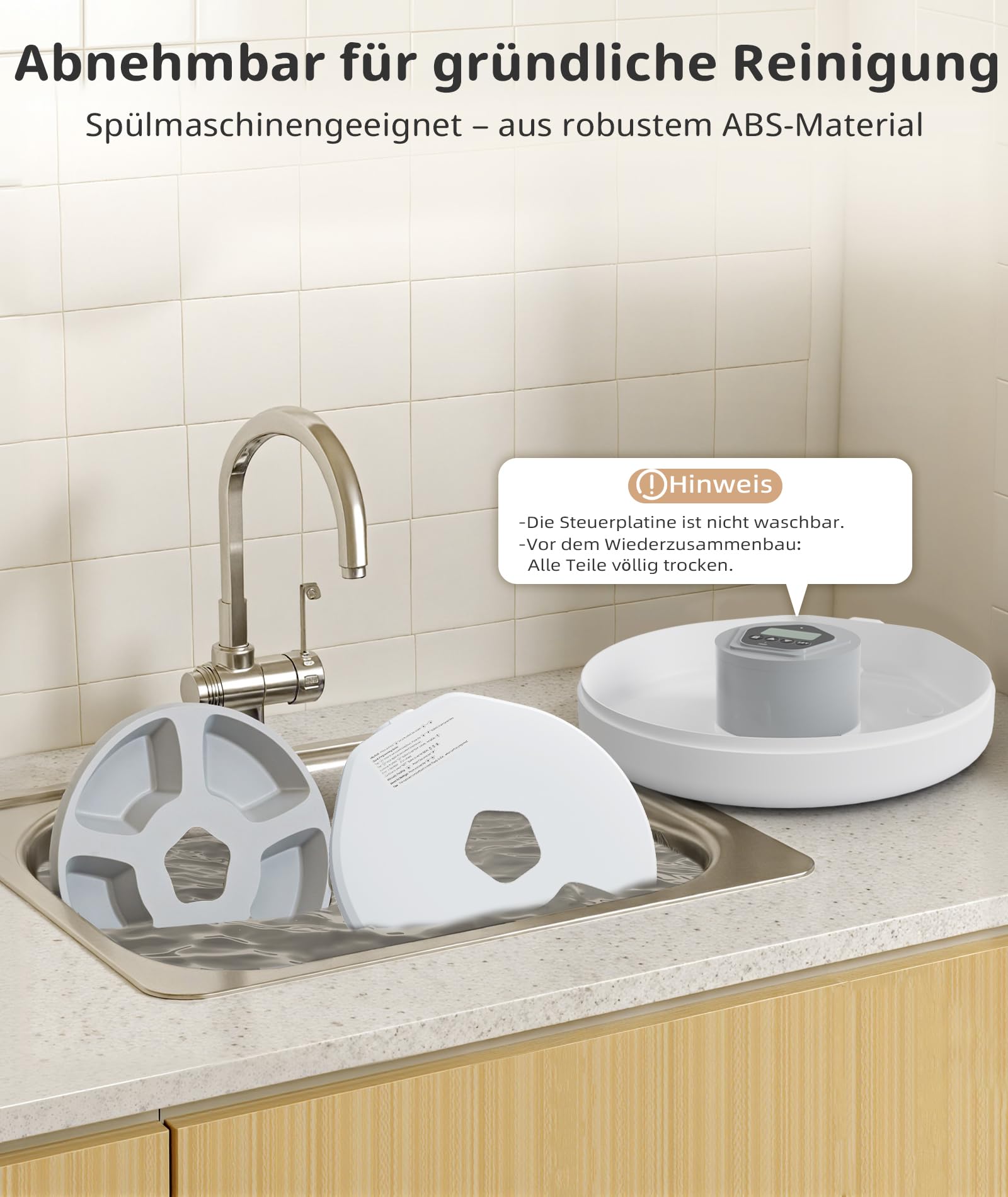 Comedero inteligente para gatos y perros – Dispensador temporizador de 5 comidas, apto para comida húmeda y seca, 2 cubos de hielo para mantener frescos, color blanco