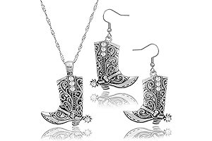 Cowgirl Accessories for Women Western: Boots, Earrings, and Necklace