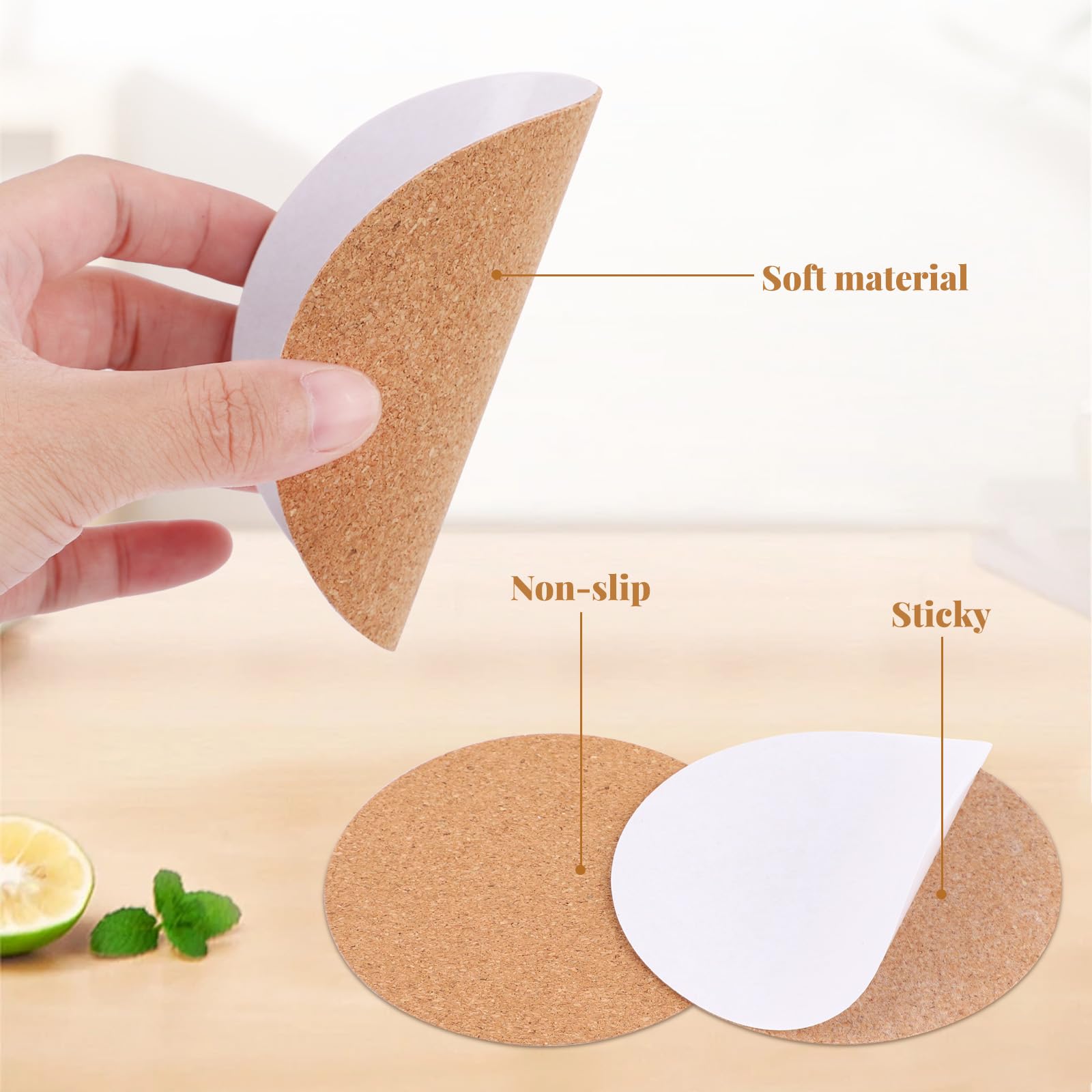 200 posavasos de corcho, autoadhesivos, para bodas, cafeterías, bares, decoración del hogar, bebidas, posavasos calientes de 3.9 x 3.9 pulgadas