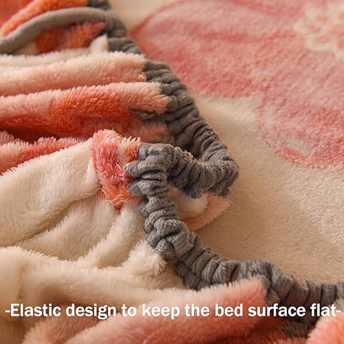 Miniatura 6 de Sábana bajera lavable a máquina, tamaño Queen, de forro polar coral grueso, de dibujos animados, sábana bajera de terciopelo de felpa suave, para