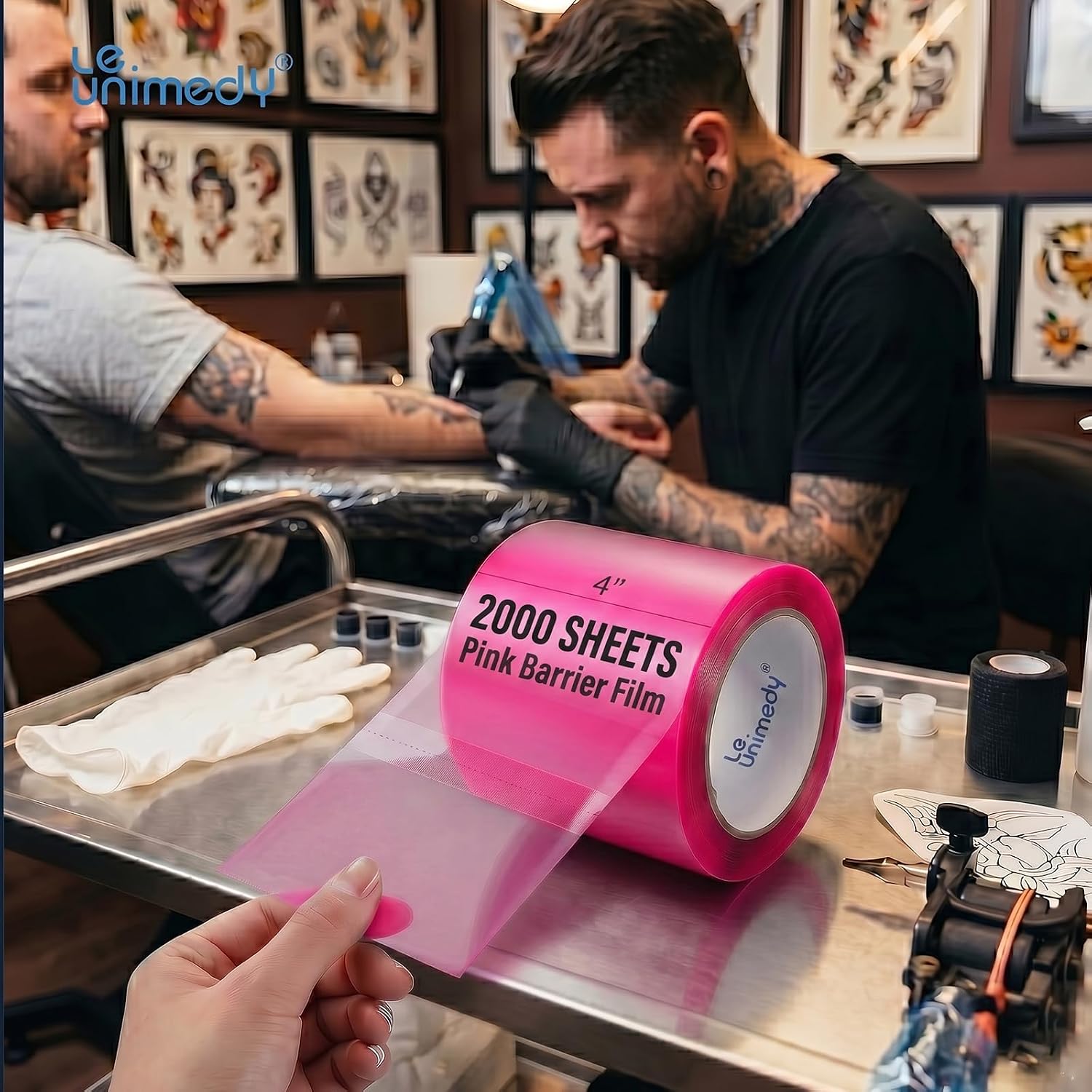 LE UNIMEDY Pink 2000 Sheet Barrier Film, Barrier Film Tattoo 4" x 6" Barrier Tape, Dental Barrier Film Roll Only
