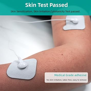 TENS Unit Replacement Pads, 20 PCS Adhesive Electrode, Replacement Reusable Electrodes, Compatible with Muscle Stimulator Machine of Most Brand, with 3.5 mm Snap-on Connector, 2 X 2