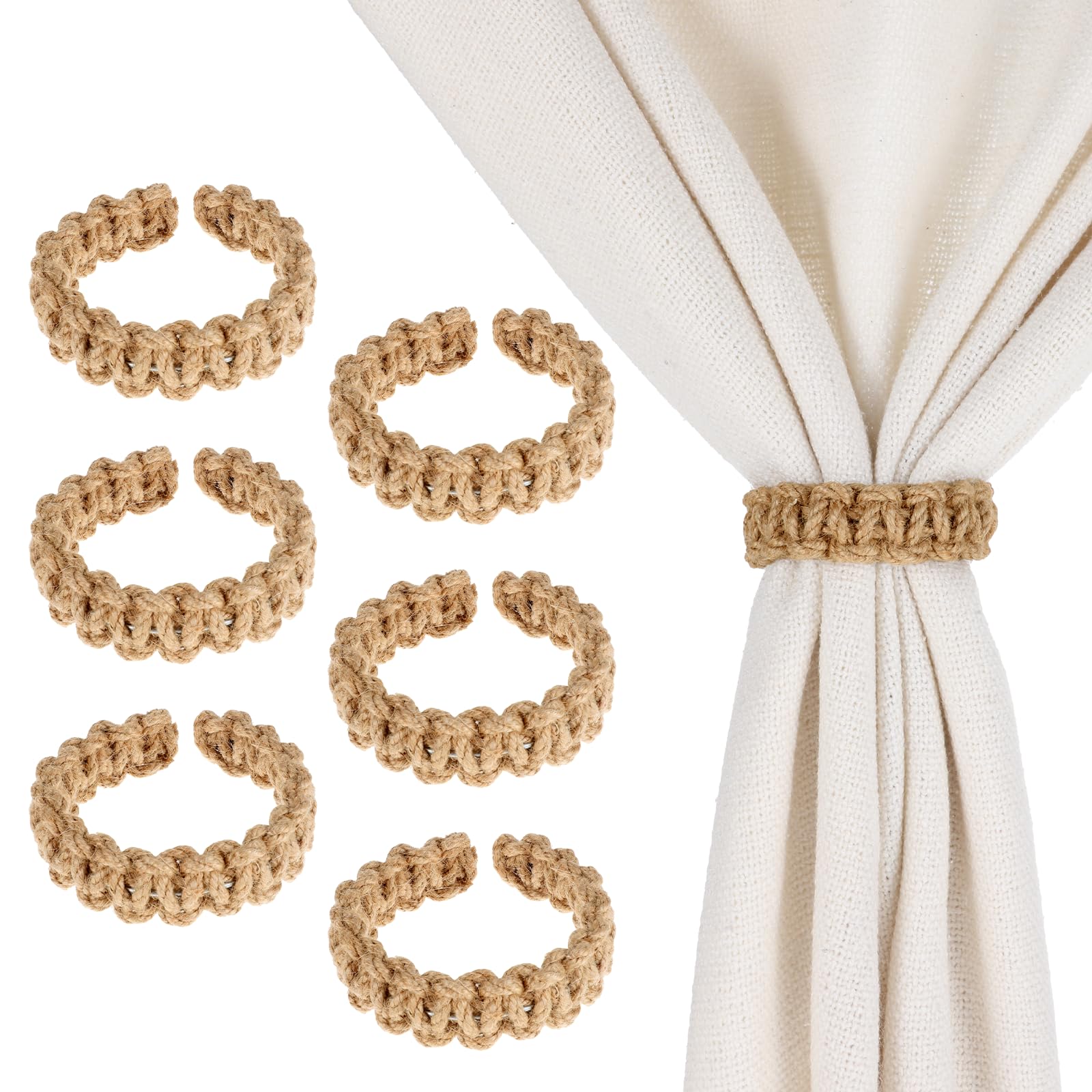 MAKNGRID Elegant Farmhouse Set Curtain Boho 6 Pcs Rustic Holdbacks Lightweight Tiebacks Bedroom Curtain Handmade Braided Curtains Outdoor for Drape Tiebacks, Backs Curtains Office Decorative Tie for