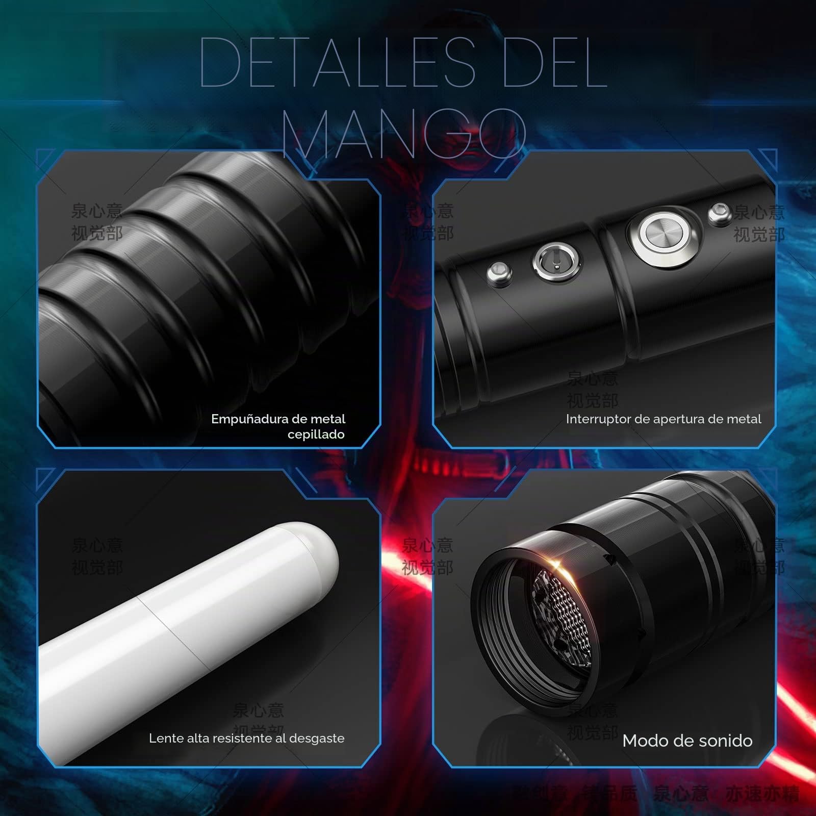 Sable de luz de doble hoja RGB 7 colores cambiables con sonido metal Hilt luz sable fuerza FX dueling sable de luz juguete para niños regalo (2pcs-negro)