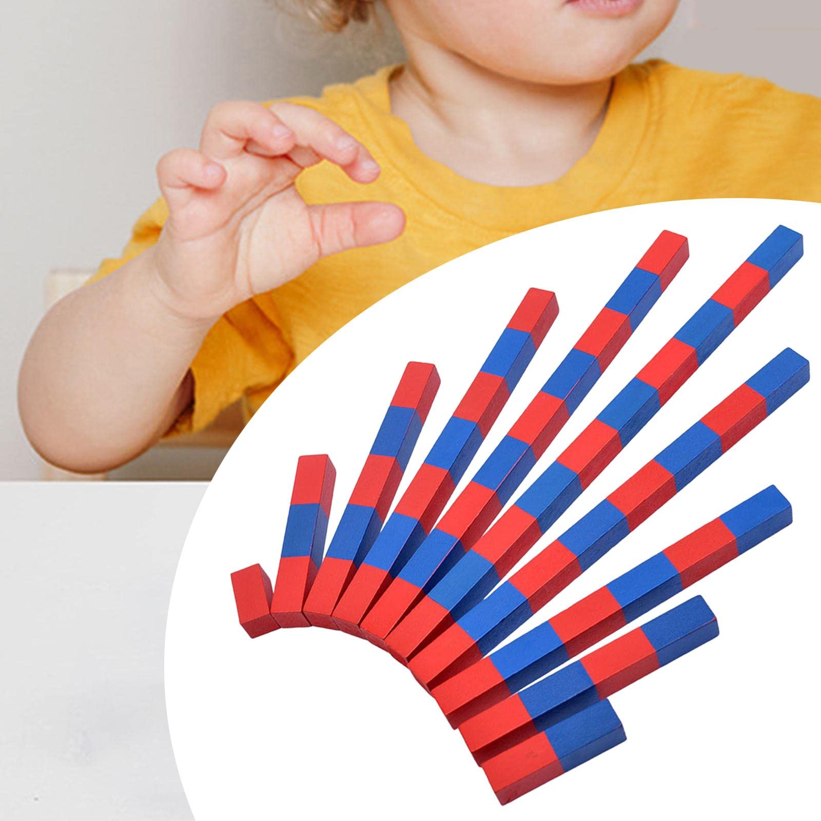 Ronyme Montessori vermelho azul bastões de contagem jogo de