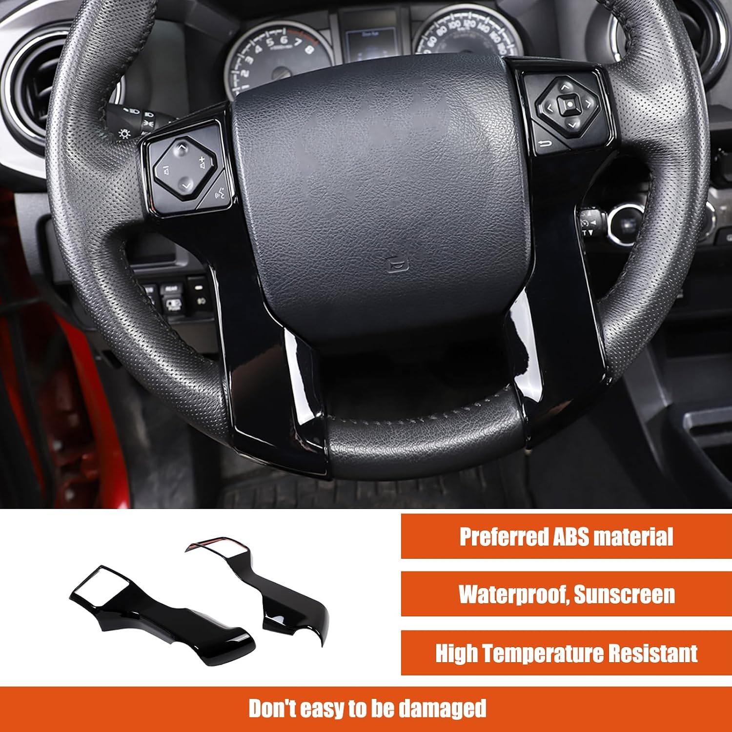 1+1 Hole Car ABS Center Console Button Molding Trim Frame,for Tacoma 2014-2023 Tundra 2016-2022 Land Cruiser Prado J150 2010-2017 4Runner 4WD 2010-2023 Center Console Button Protected Frame (Black)