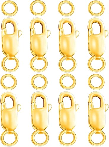 Miniatura 11 de Dailyacc Cierres de pinza de langosta para hacer joyas, oro y plata con anillos de salto, cierres seguros para collares, pulseras, manualidades