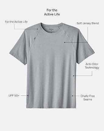 Rhone Men's Reign Workout Shirt Moisture Wicking Gym T Shirt, Lightweight Anti-Odor Athletic Shirt for Men, UPF 50+