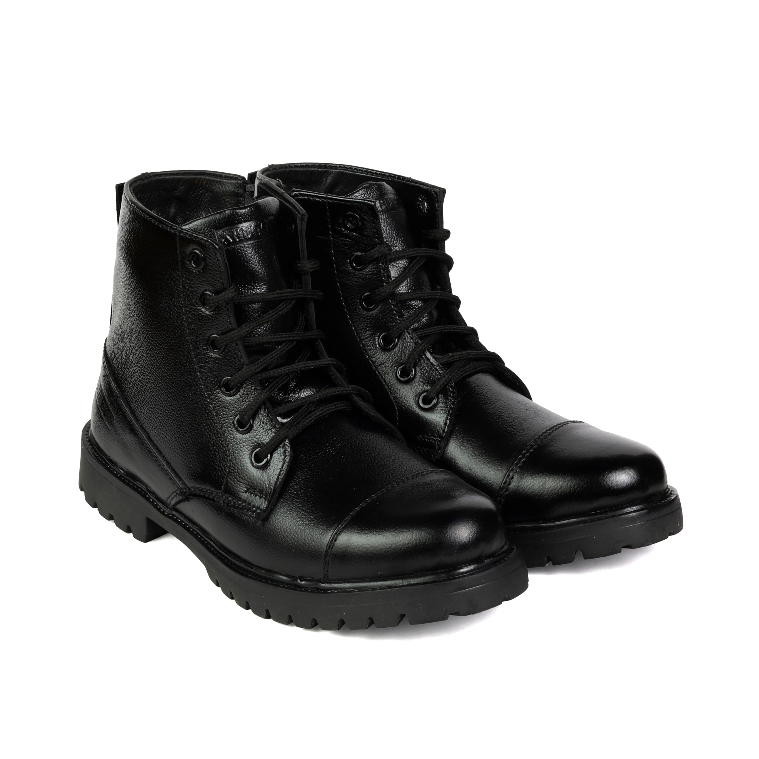 Men's Black Leather Lace-Up Ankle Boots, Cap Toe, Rugged Sole-image-27