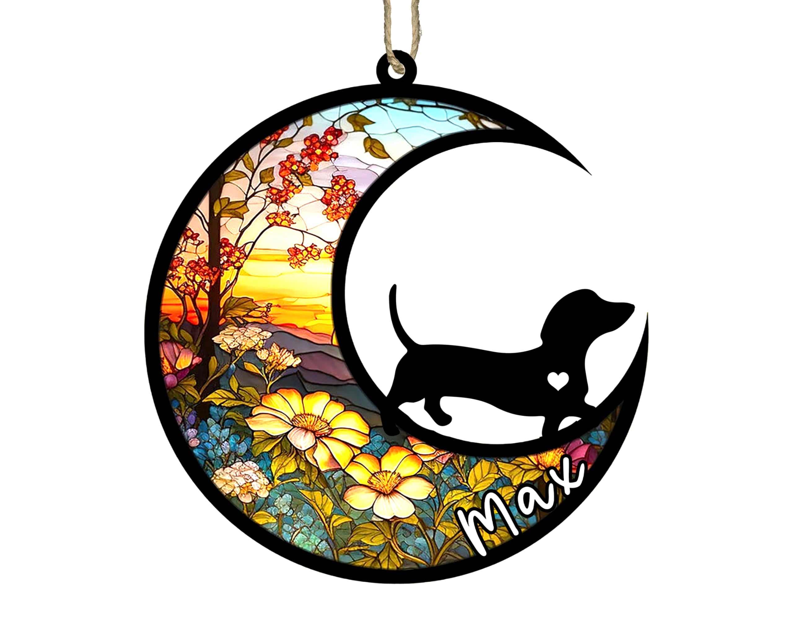 Personalized Dog Memorial, Custom Name Dachshund Dog Christmas Ornament with Name, Custom Breeds, Pet Loss Light Catcher, Gifts for Lovers Loss of Pet