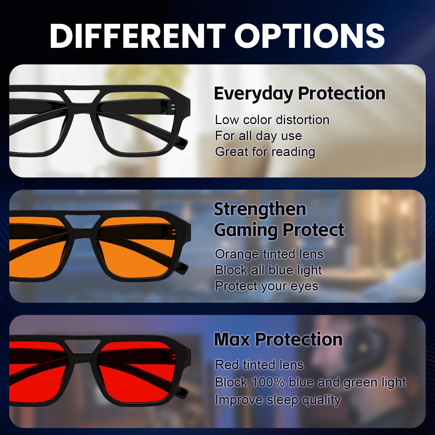 Eyekepper Red Lens Blue Light Blocking Glasses for Women Men, Pilot Demi | Computer Gaming, Night Sleep, Anti UV Ray Glare Eye Strain, Metalless Tinted Screen Blue Blockers, Screwless Spring Hinges
