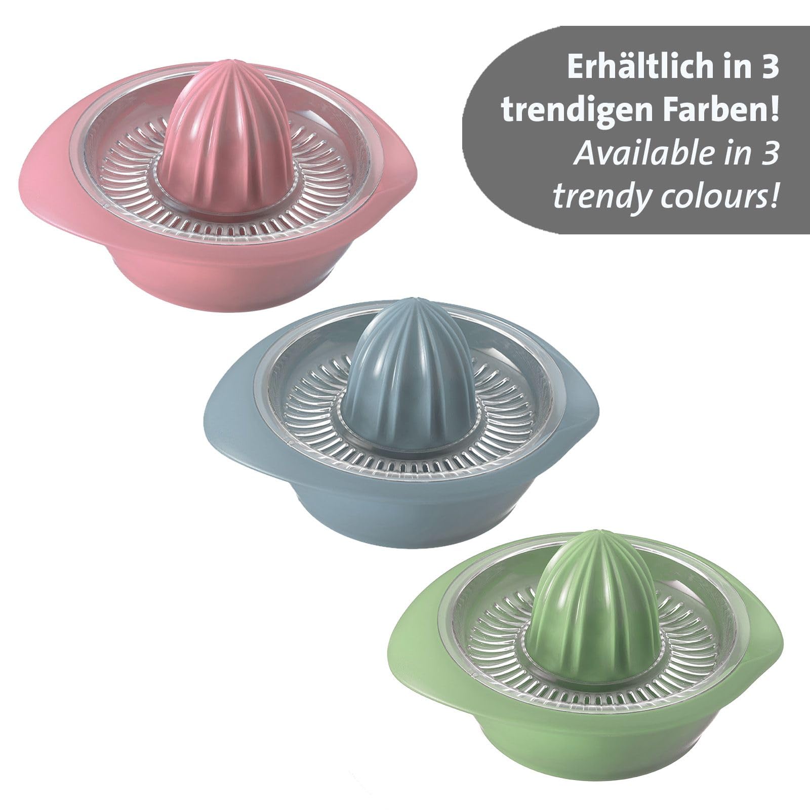 3091227P Exprimidor de cítricos de limón con envase, Diámetro: 7.4 in, Capacidad: 11.8 fl oz, Plástico, Limetta, Rojo 7