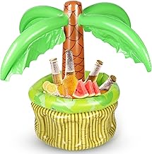 Inflatable Palm Tree Floating Bar for Swimming Pool, Inflatable Ice Seals and Cooler, Wine Bottle Coolers Decoration Coachella Party