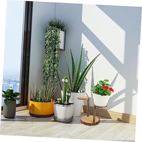 Miniatura 9 de Kisangel Estante de almacenamiento de madera maciza, bandeja de madera para plantas, soporte para plantas de escritorio de madera para interiores,