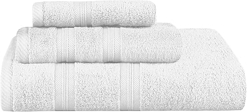 SUPERIOR Juego de toallas de algodón de 3 piezas, toallas esenciales de felpa suave para decoración de baño, ducha, gimnasio, spa, salón, centro